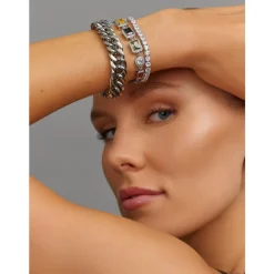 Smykker^Nialaya Gem Bracelet in Silver Grå