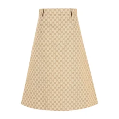 Nederdele<Gucci GG Cotton Canvas Fabric Skirt Beige