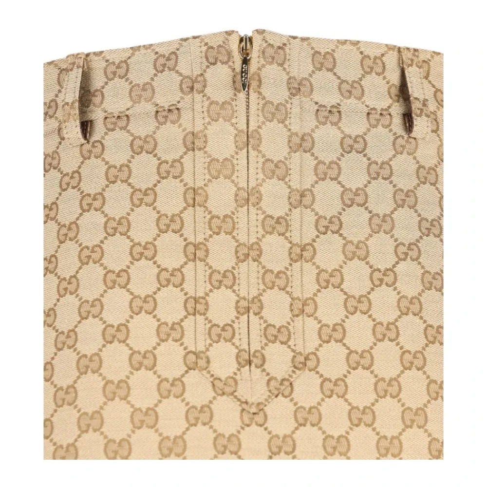 Nederdele<Gucci GG Cotton Canvas Fabric Skirt Beige