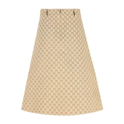 Nederdele<Gucci GG Cotton Canvas Fabric Skirt Beige