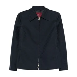 Jakker<Gucci GG Cotton Gabardine Zip Jacket Blå