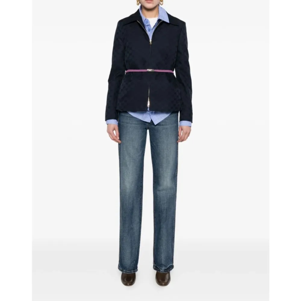 Jakker<Gucci GG Cotton Gabardine Zip Jacket Blå