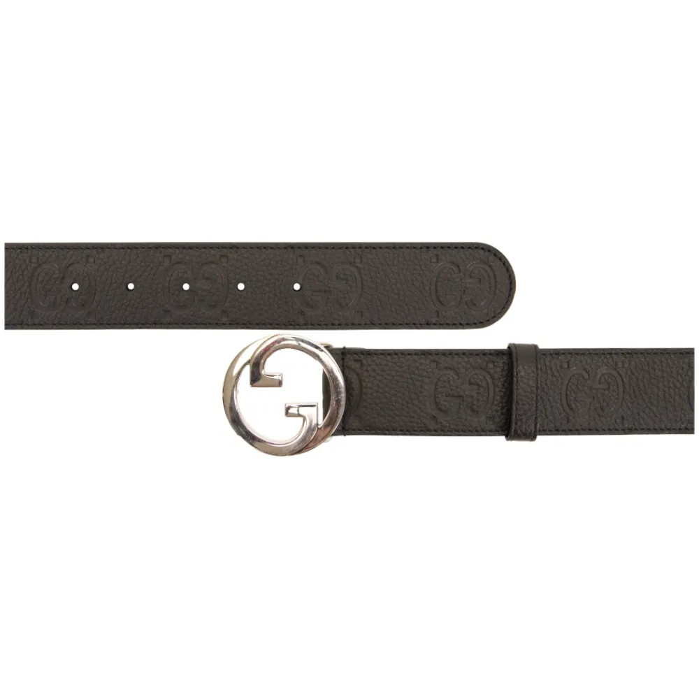 Bælter^Gucci GG Embossed Leather Belt Sort