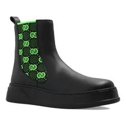 Chelsea Boots<Gucci GG Læderstøvler Sort