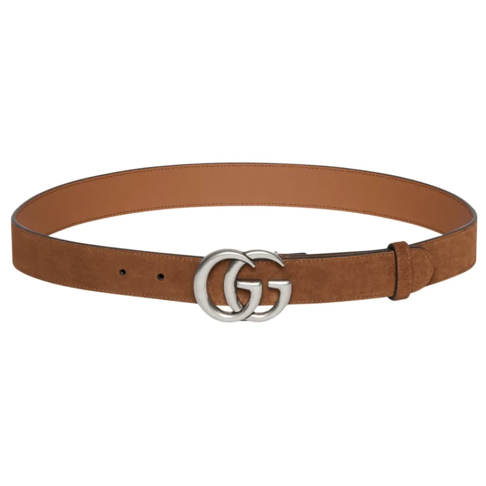 Bælter<Gucci GG Marmont Thin Belt Brun
