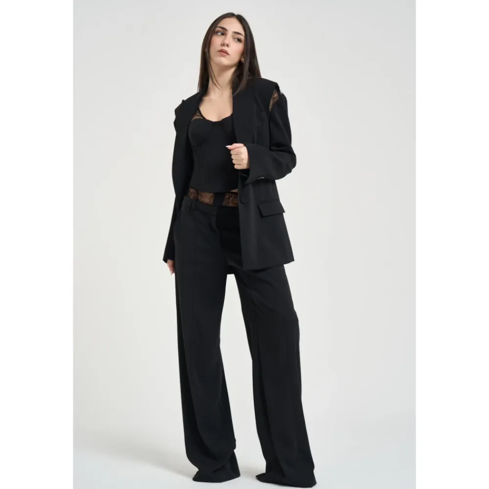 Jakker^Patrizia Pepe Giacca monopetto con pizzo Sort
