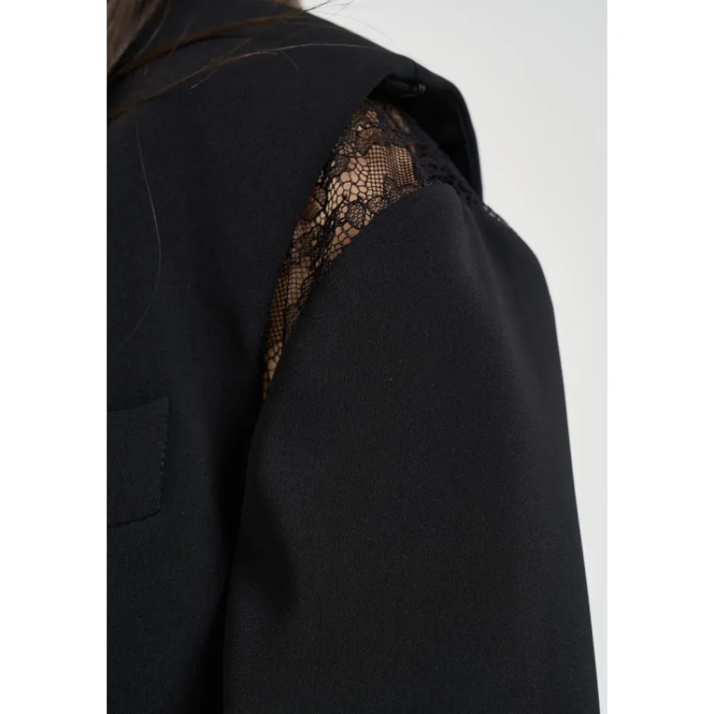 Jakker^Patrizia Pepe Giacca monopetto con pizzo Sort