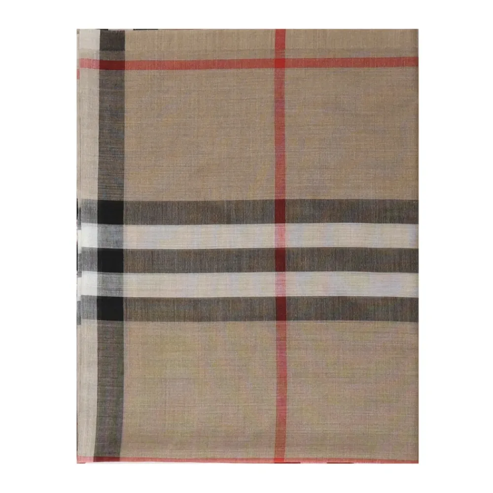 Tørklæder<Burberry Giant Check Uld- og Silketørklæde Beige