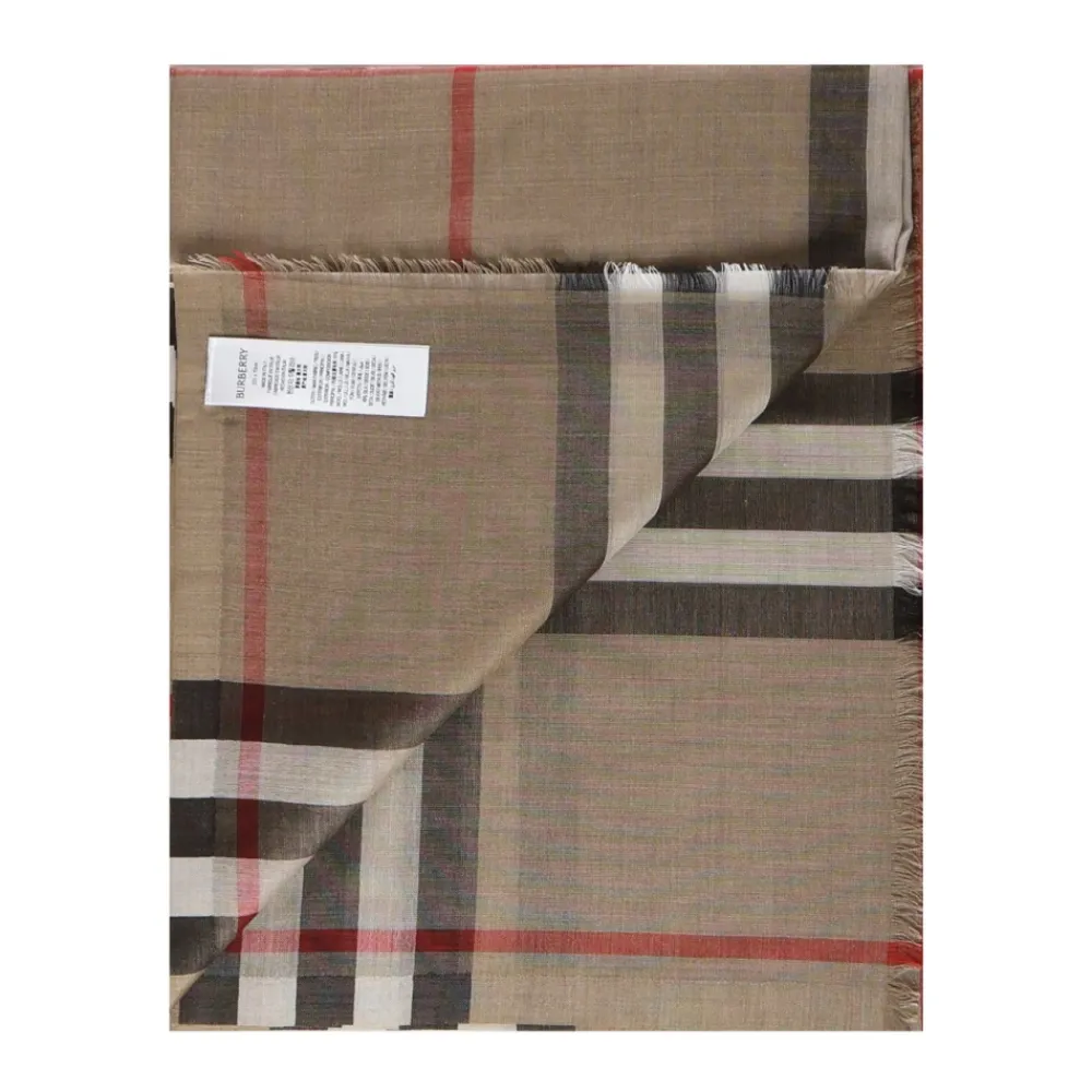 Tørklæder<Burberry Giant Check Uld- og Silketørklæde Beige