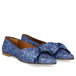 Ballerina Sko^Angulus Glitter Ballerina med Sløjfe - Indigo Blå