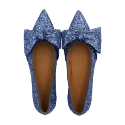 Ballerina Sko^Angulus Glitter Ballerina med Sløjfe - Indigo Blå