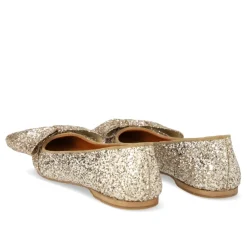 Ballerina Sko<Angulus Glitter Ballerina med Sløjfe - Champagne Grå
