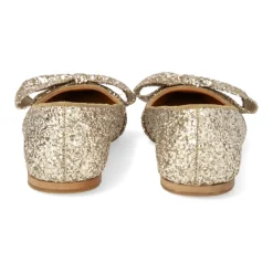 Ballerina Sko<Angulus Glitter Ballerina med Sløjfe - Champagne Grå