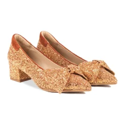 Pumps|Stiletter^Angulus Glitter Bow Pumps - Mandarin Glitter / Terracotta Multifarvet