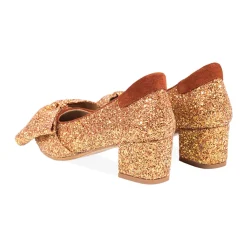 Pumps|Stiletter^Angulus Glitter Bow Pumps - Mandarin Glitter / Terracotta Multifarvet