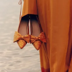 Pumps|Stiletter^Angulus Glitter Bow Pumps - Mandarin Glitter / Terracotta Multifarvet