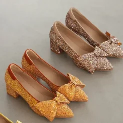 Pumps|Stiletter^Angulus Glitter Bow Pumps - Mandarin Glitter / Terracotta Multifarvet
