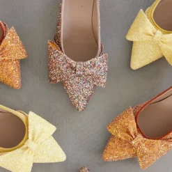 Pumps|Stiletter^Angulus Glitter Bow Pumps - Mandarin Glitter / Terracotta Multifarvet