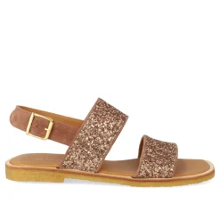 Sandaler<Angulus Glitter Sandal i Ler Glitter Brun