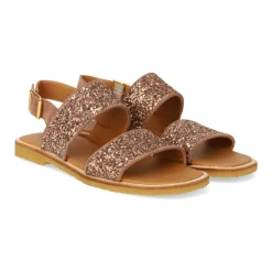 Sandaler<Angulus Glitter Sandal i Ler Glitter Brun