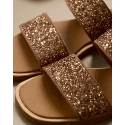 Sandaler<Angulus Glitter Sandal i Ler Glitter Brun