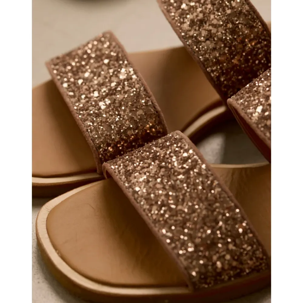 Sandaler<Angulus Glitter Sandal i Ler Glitter Brun