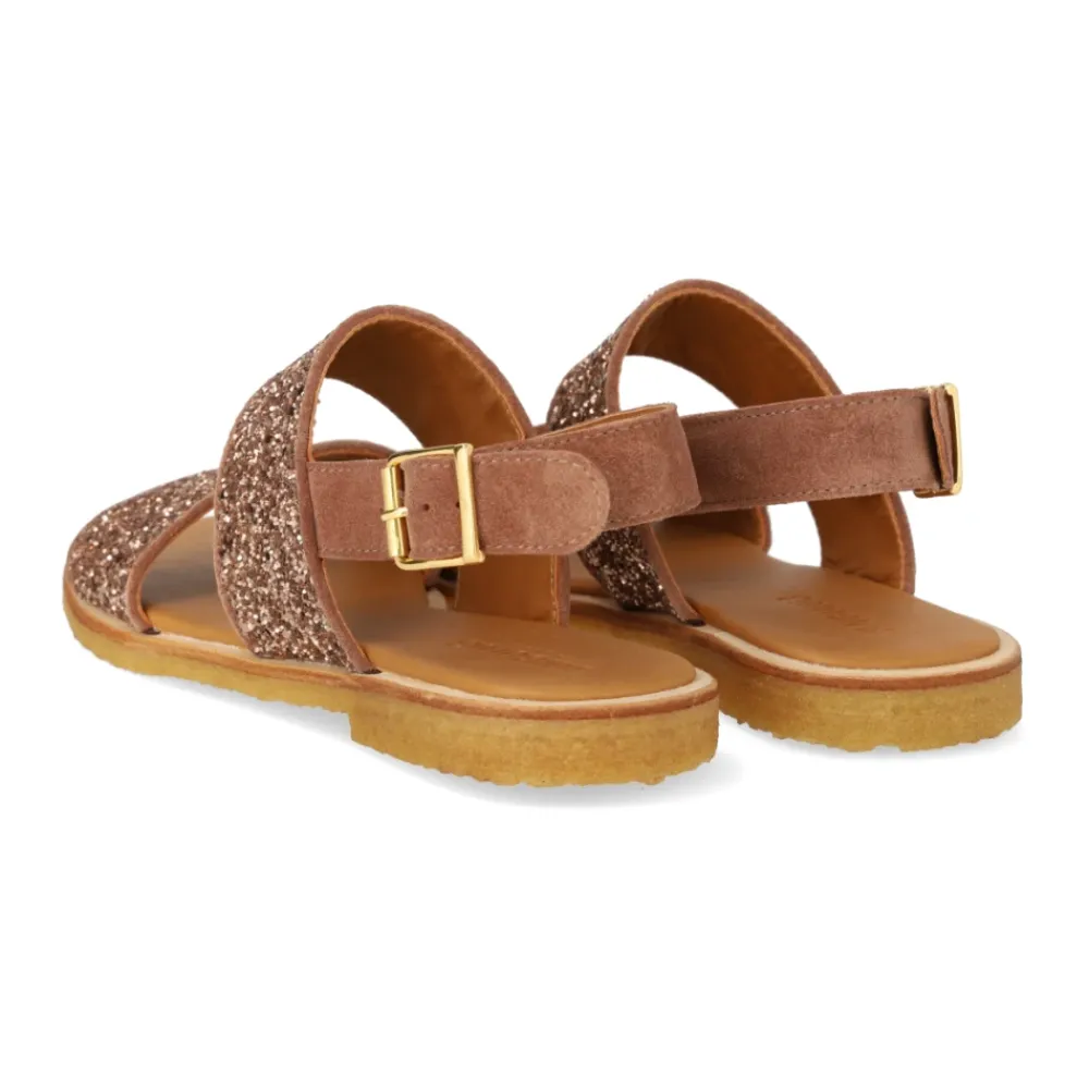 Sandaler<Angulus Glitter Sandal i Ler Glitter Brun
