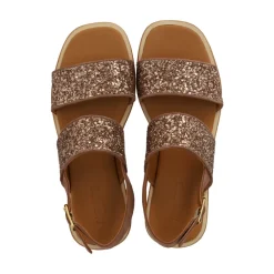 Sandaler<Angulus Glitter Sandal i Ler Glitter Brun