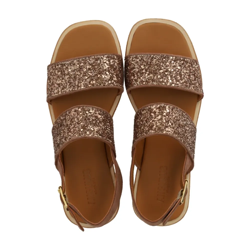 Sandaler<Angulus Glitter Sandal i Ler Glitter Brun