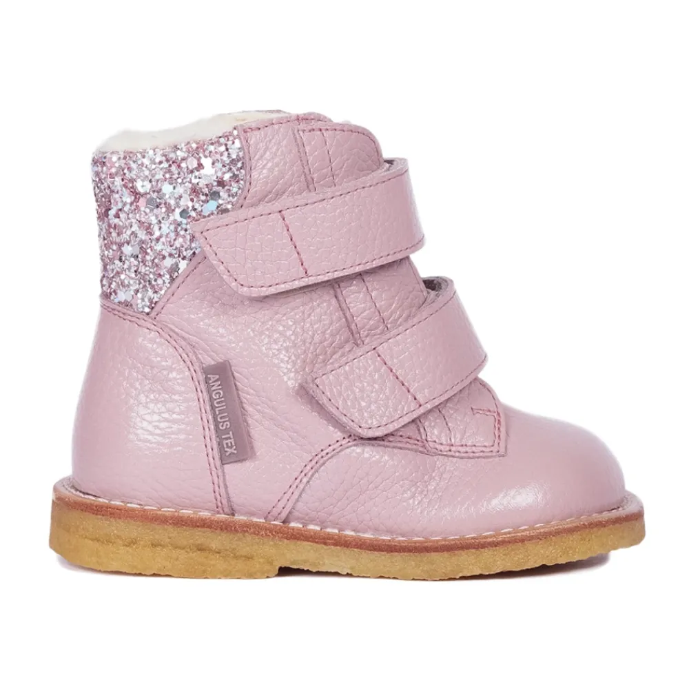 Støvler^Angulus Glitter Velcro Start Støvle - Mauve Pink