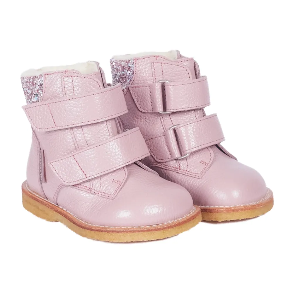 Støvler^Angulus Glitter Velcro Start Støvle - Mauve Pink