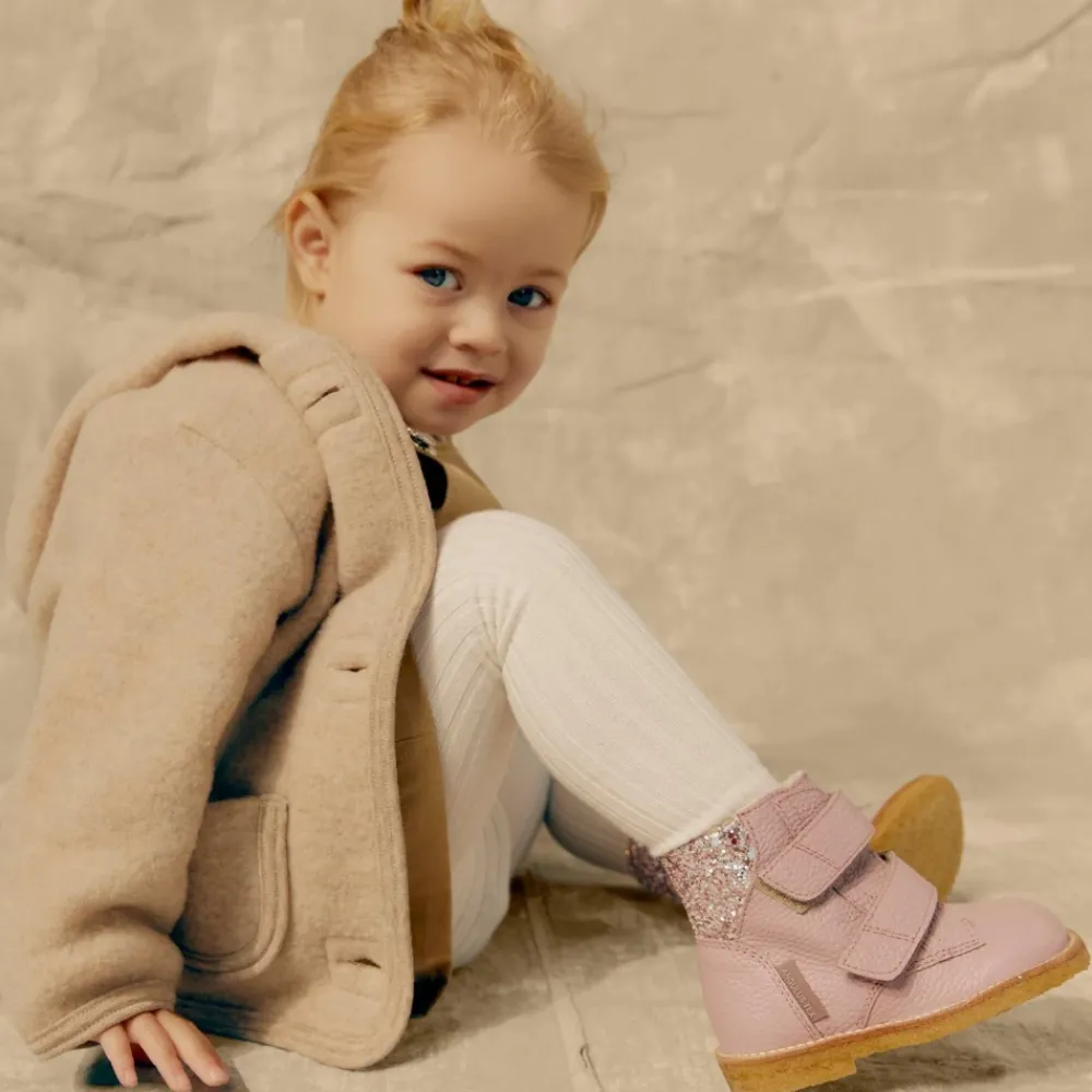 Støvler^Angulus Glitter Velcro Start Støvle - Mauve Pink