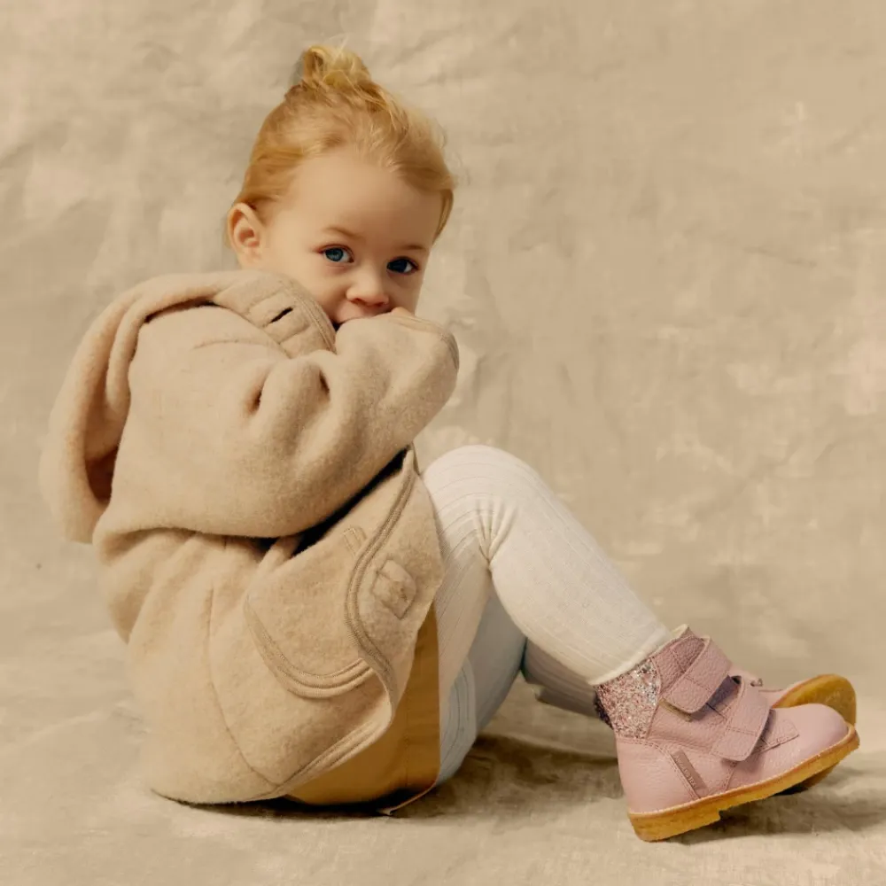 Støvler^Angulus Glitter Velcro Start Støvle - Mauve Pink