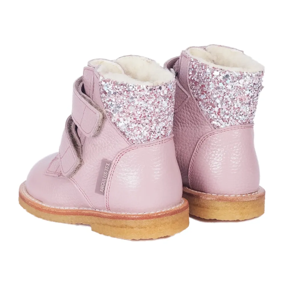 Støvler^Angulus Glitter Velcro Start Støvle - Mauve Pink
