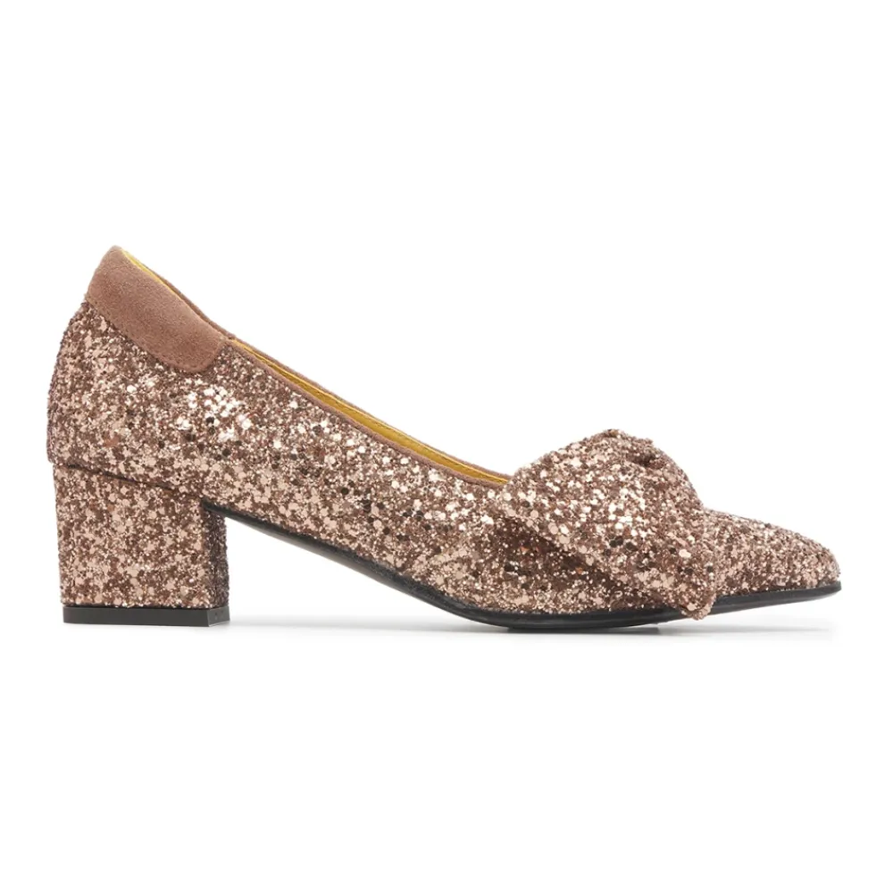 Pumps|Stiletter^Angulus Glitterpumpe med sløjfedetalje Brun