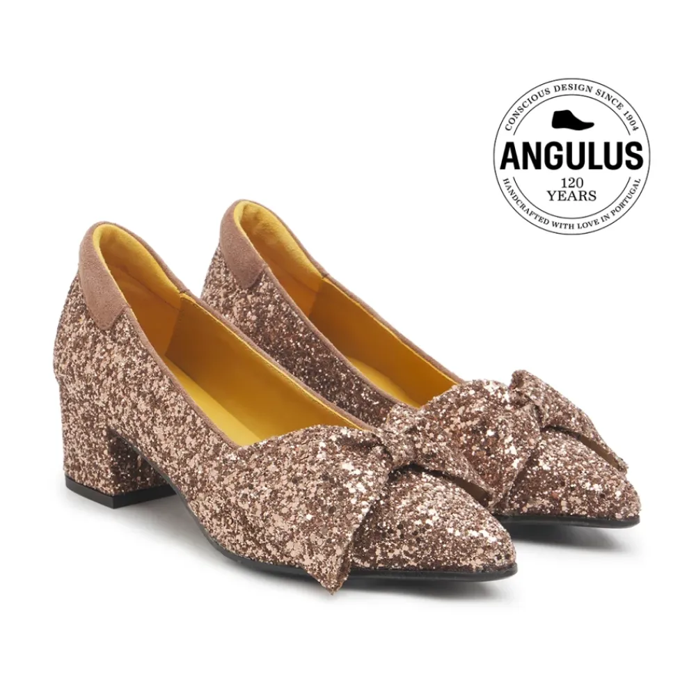 Pumps|Stiletter^Angulus Glitterpumpe med sløjfedetalje Brun