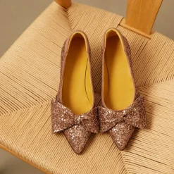 Pumps|Stiletter^Angulus Glitterpumpe med sløjfedetalje Brun