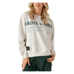 Sweatshirts|Striktrøjer & Sweatere<Haute L'Amitié Bomuld Logo Sweatshirt til Kvinder Grå