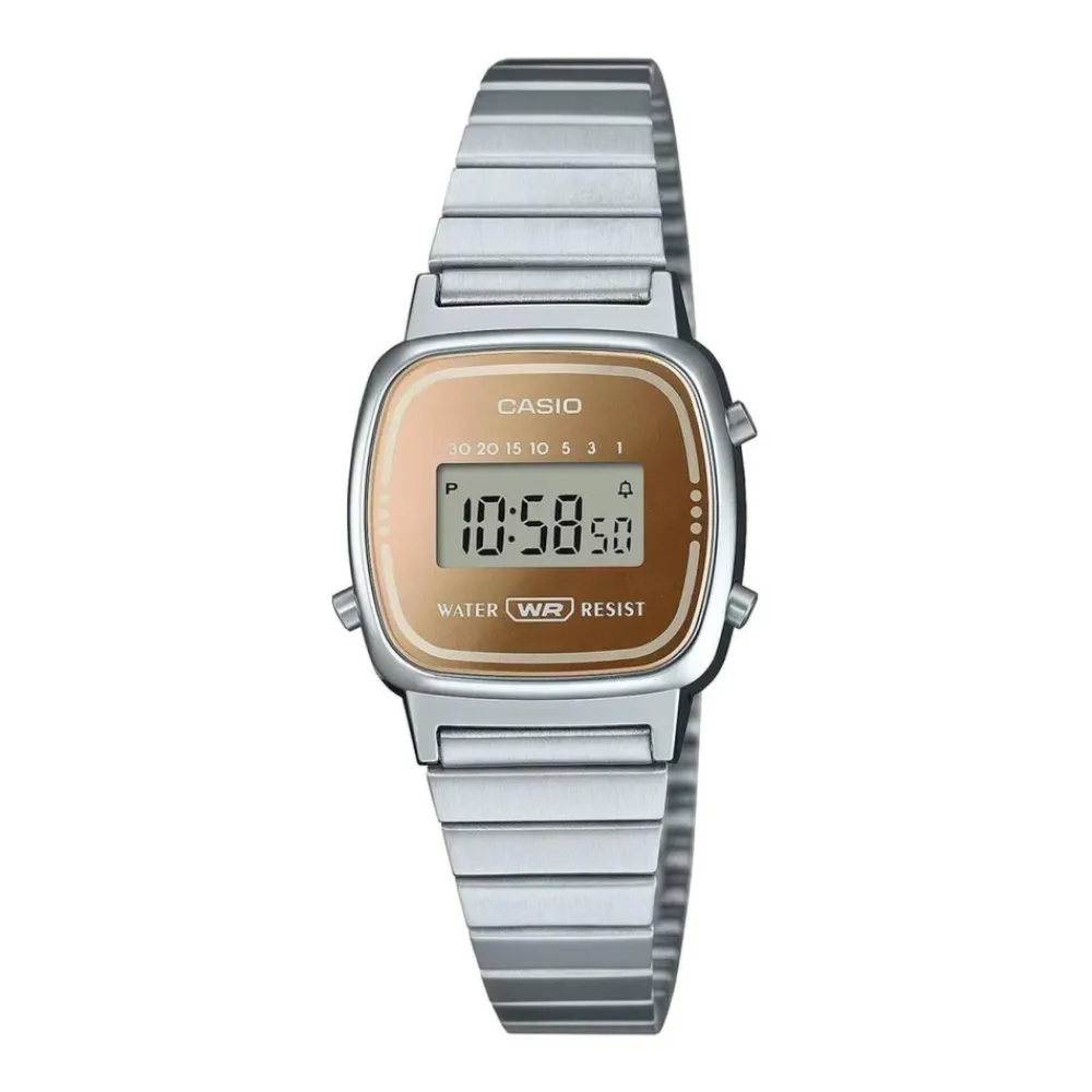 Ure<Casio Rustfrit Stål Digital Ur med Alarm Grå