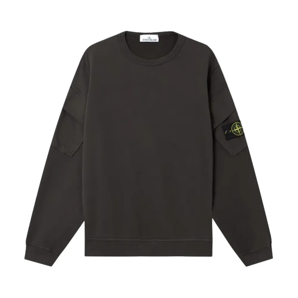 Sweatshirts<Stone Island Sweaters med Compass Logo Print Grå