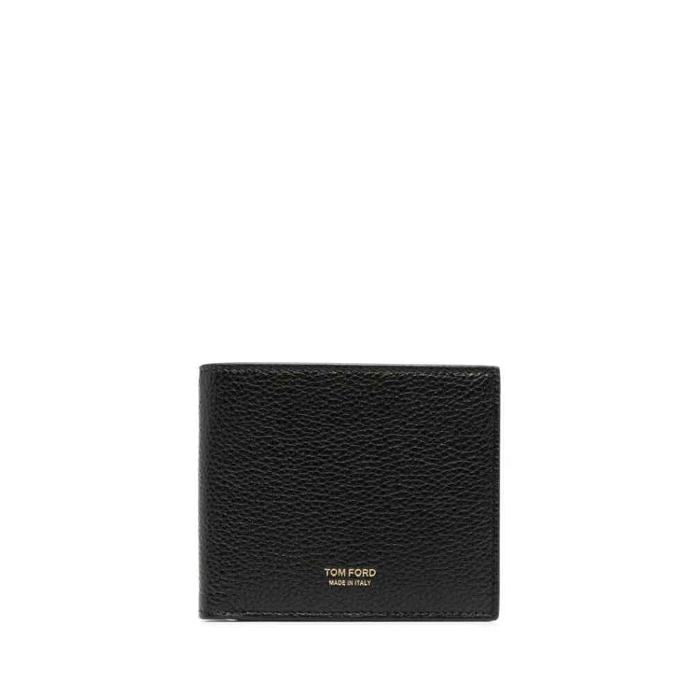 Punge & Kortholder<Tom Ford Grain Leather Classic Bifold Wallet Sort