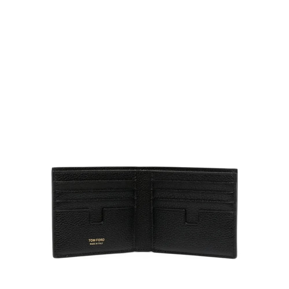 Punge & Kortholder<Tom Ford Grain Leather Classic Bifold Wallet Sort