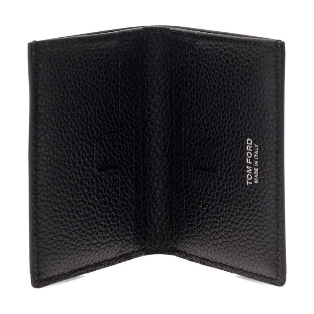 Punge & Kortholder<Tom Ford Grain Leather Folding Cardholder Sort