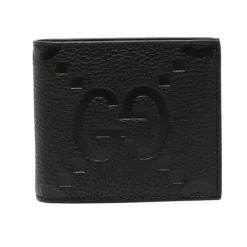 Punge & Kortholder<Gucci Grained Læderpung med Præget Logo Sort
