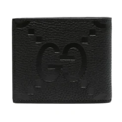 Punge & Kortholder<Gucci Grained Læderpung med Præget Logo Sort