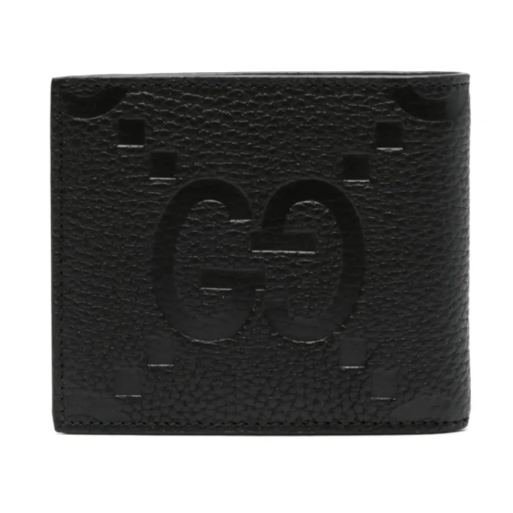 Punge & Kortholder<Gucci Grained Læderpung med Præget Logo Sort