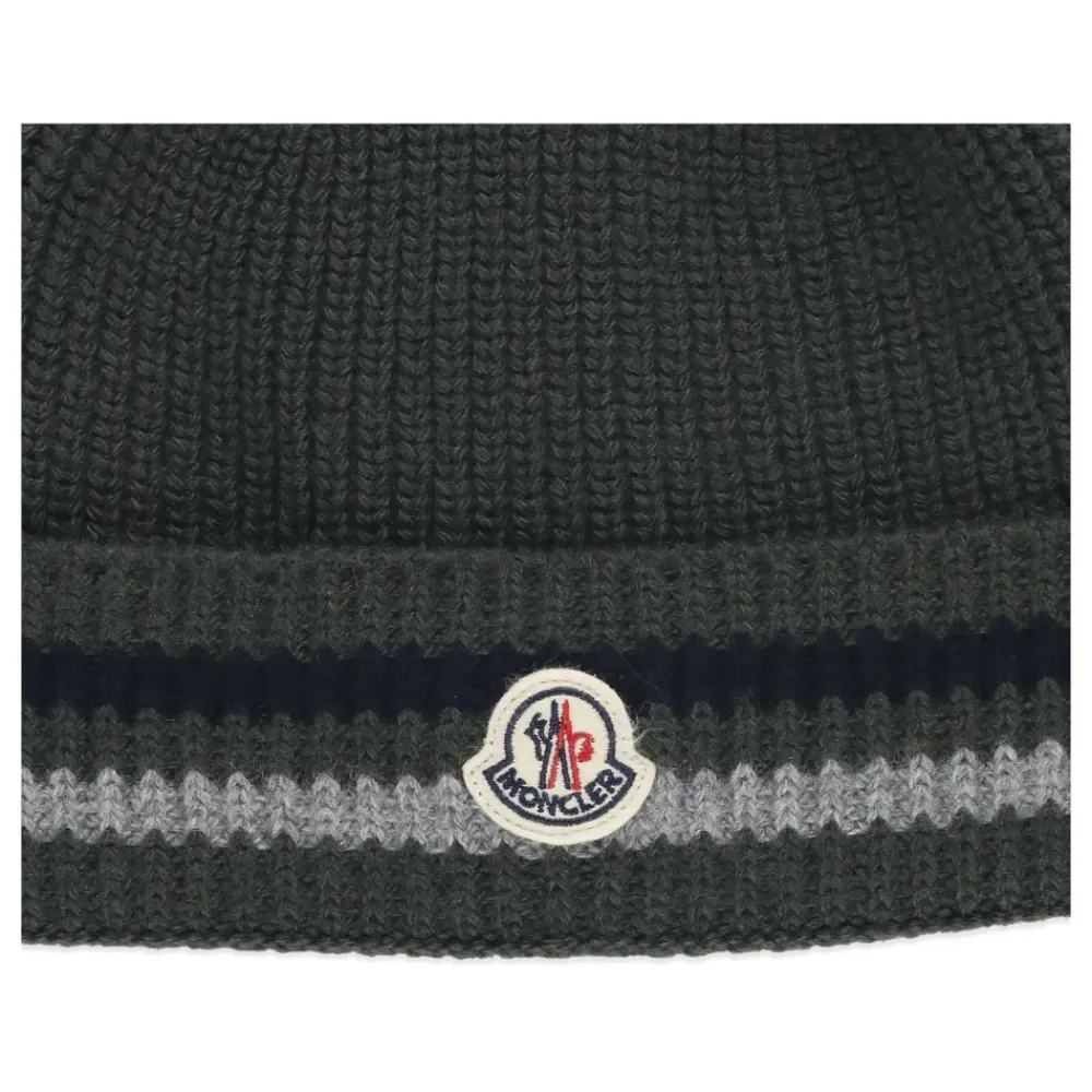 Huer & Kasketter<Moncler Børne Beanie med Logo Patch Grøn