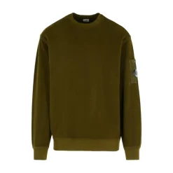 Trøjer|Sweatshirts<C.P. Company Ribstrikket Crew Neck Sweater Grøn