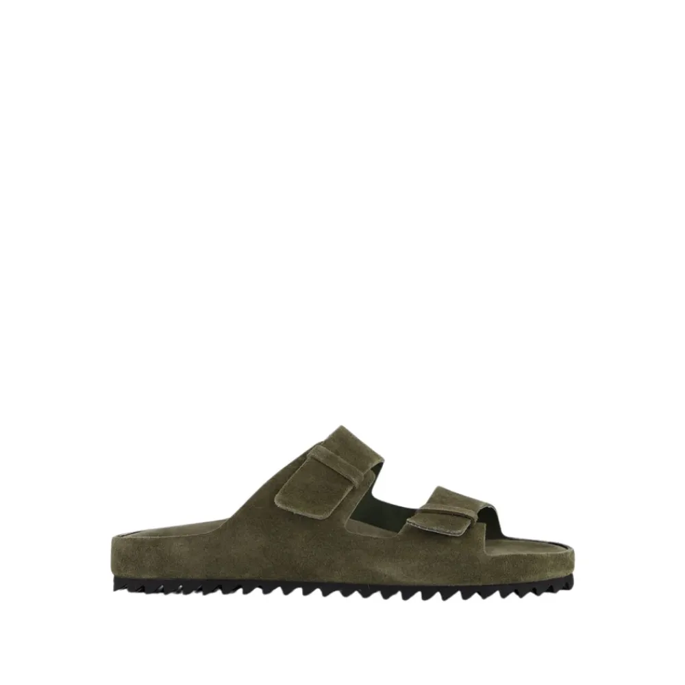 Sandaler<Officine Creative Ruskindsslides med Dobbeltremme Grøn