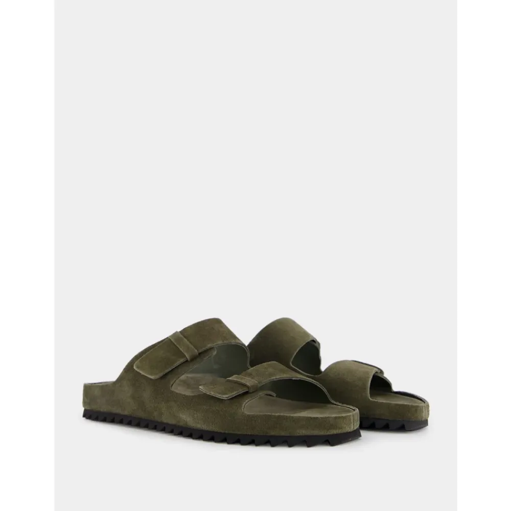 Sandaler<Officine Creative Ruskindsslides med Dobbeltremme Grøn